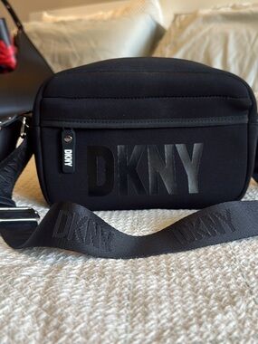 DKNY Black Logo Belt Bag with Branded Strap